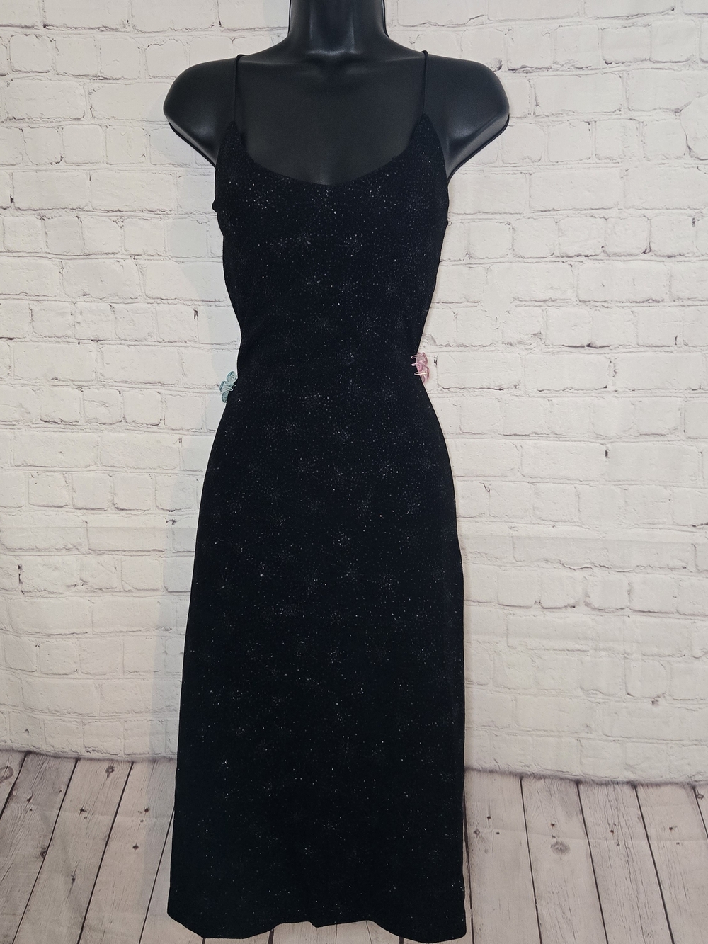 American vintage 90s strappy back glitter midi Slip dress City Triangles sz s/m